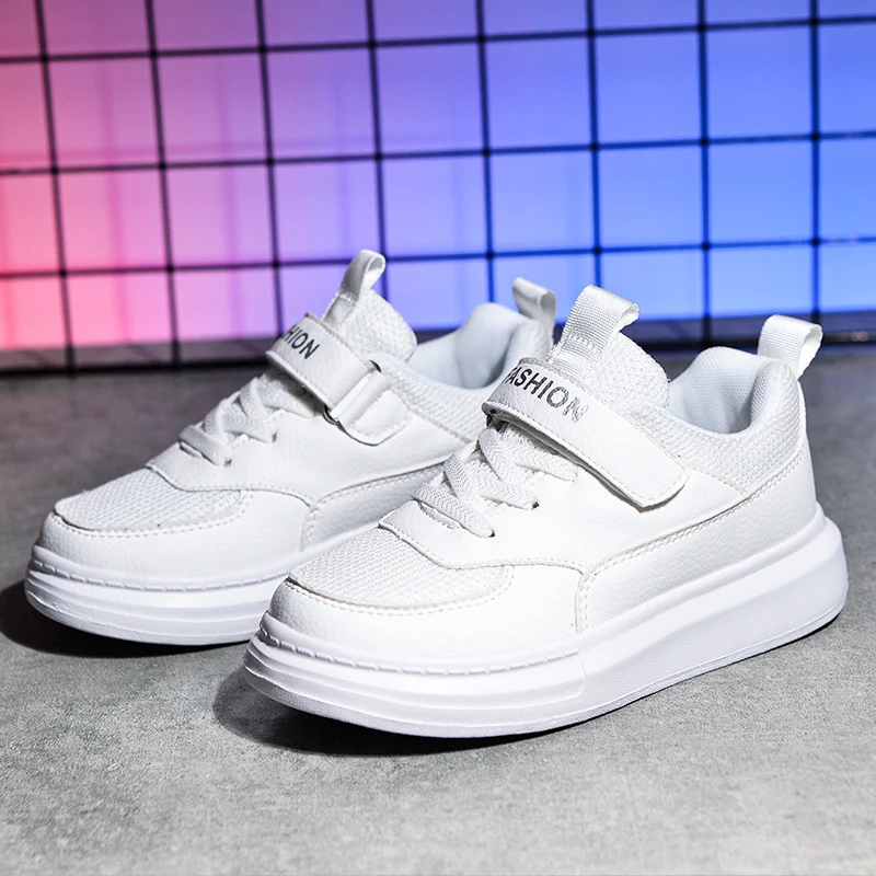 

2023 Hot Sale Children Walking Sneakers Comfortable Boys School Shoes Breathable Kids Sport Shoe For Girls White Leather Shoe