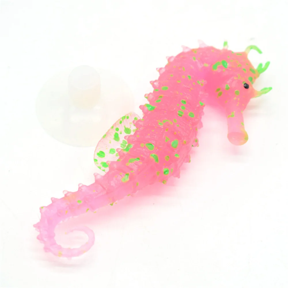 Artificial Hippocampus Silicone Night Luminous Landscaping Underwater Decorate Glow In Dark Aquarium Decoration Sea Horse 1pcs fish tank ornaments fish tank decorations aquarium ornaments mini landscape ornaments