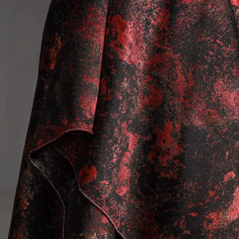 

Good Red Black Cloud Gilded Reflective Jacquard Fabric Clothing Designer Fabric Sewing Material diy Chinese Style Hanfu Blazer