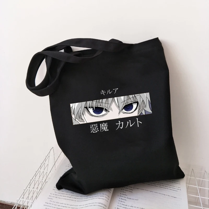 Japanese Hunter X Hunter Kurapika Canvas Bag Cartoon Print Letter Winter Large Capacity Fashion Punk Fun Vintage Shoulder Bags