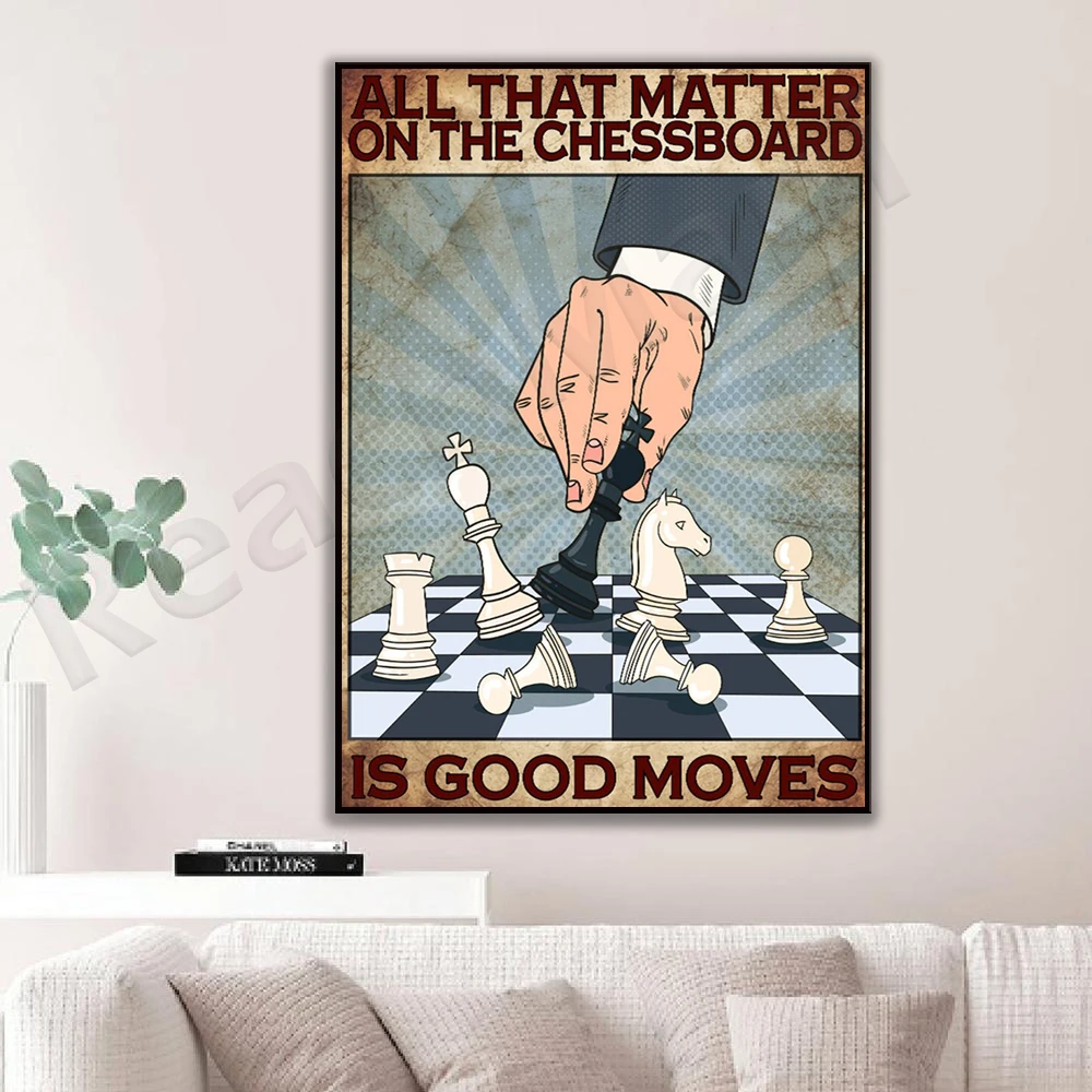 VINTAGE CHESS POSTER Game of Kings Quote Poster Black and -  Australia