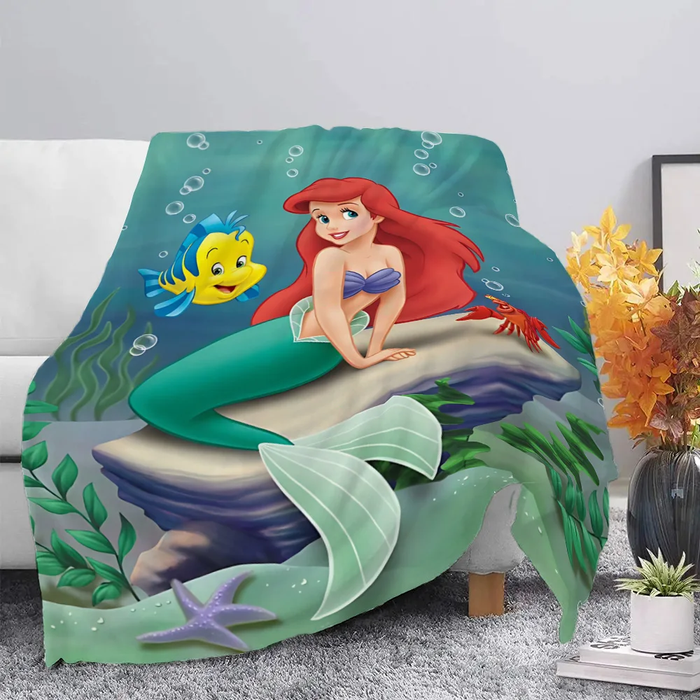 Disney Mermaid Princess Ariel Printed Blanket Picnic Blankets Warm Soft and Comfortable Blanket Home Travel Birthday Gift 2