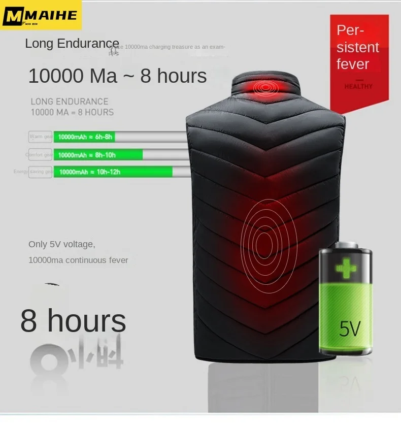 

Smart heating vests for men and women USB electric heating jackets Winter warm and cold graphene oversized waterproof vest coats