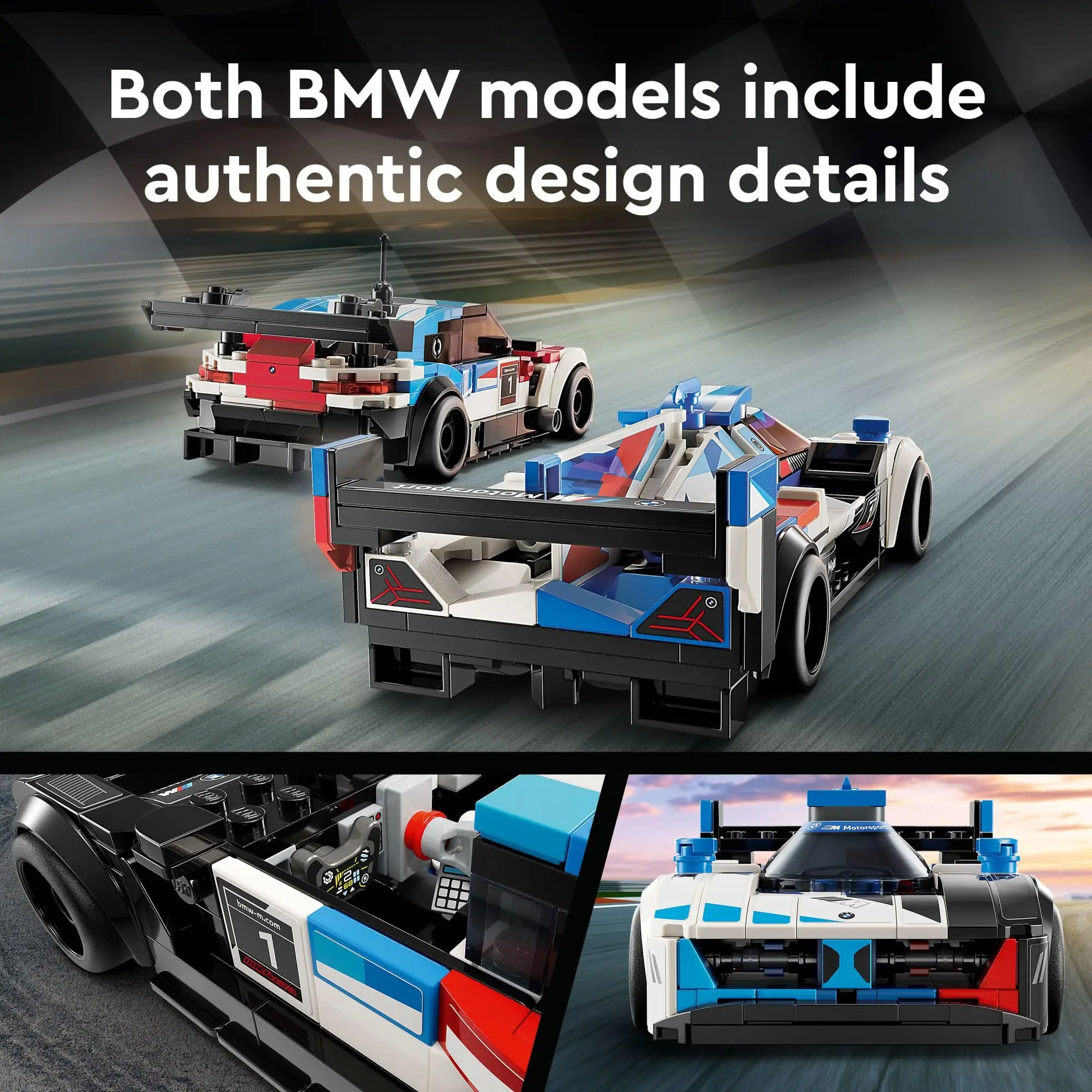 LEGO Speed Champions BMW M4 GT3 & BMW M Hybrid V8 Race Cars BMW Toy with 2 Buildable Models, 2 Driver Minifigures, Car Toy 76922 - Bilde 6