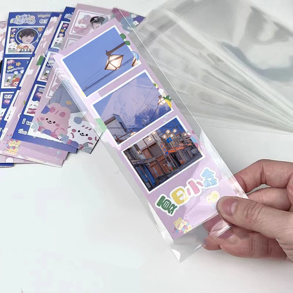 Card Protector Idol Card Protector Photo Card Holder 100Pcs 4 Grid Clear Photo Card Sleeve Idol Photo Bookmark Protective Cover Small Card Organizer Opp Bag Students Supplies