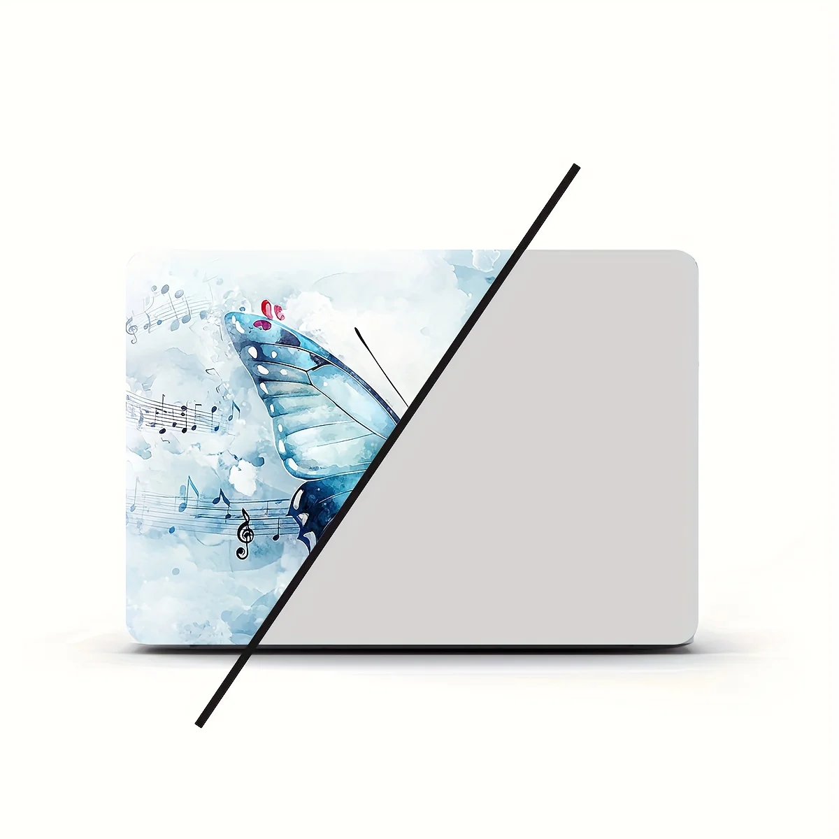 2팩 나비 패턴 노트북 스티커 케이스, 범용 라이트 베이지 방수 스크래치 방지 스티커 - 방수, 스크래치 방지