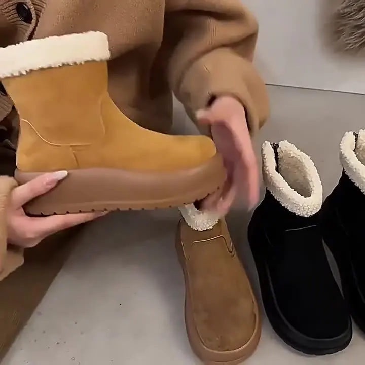 

Winter Boots With Fur Women's Rubber Shoes Rain Australia Boots-Women Zipper Round Toe Flat Heel Plush Lolita Ladies Snow 2023 M