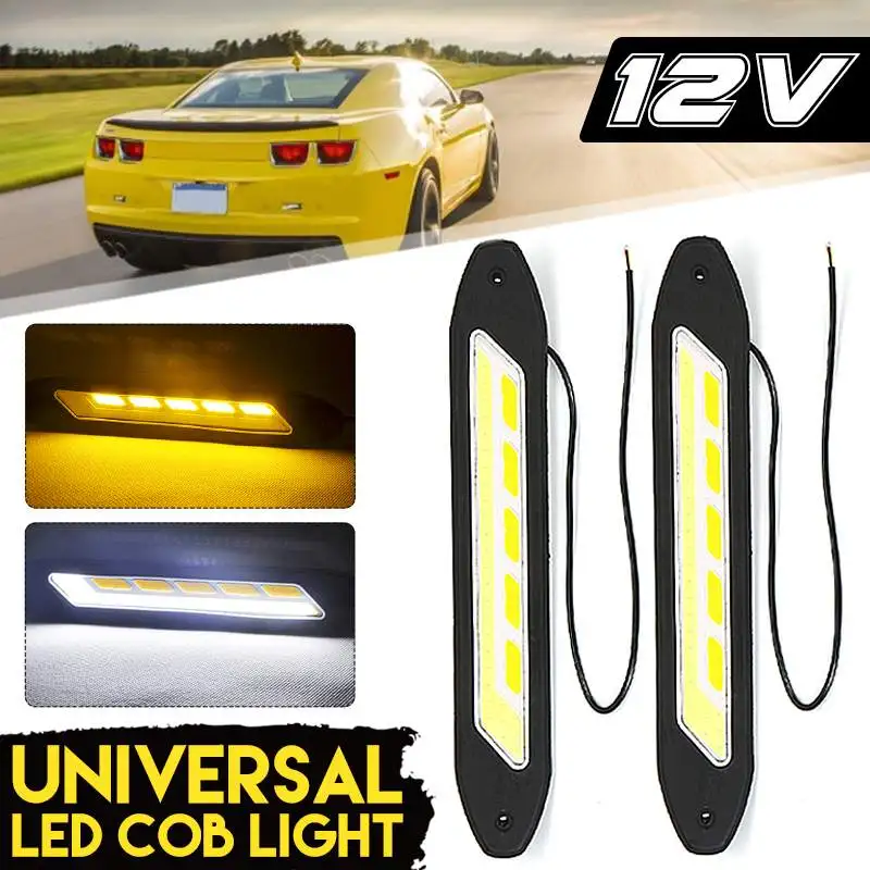 

2Pcs 12V 26cm Car LED COB Daytime Running Light COB DRL Fog Lights Driving Fog Lamp Waterproof White Amber