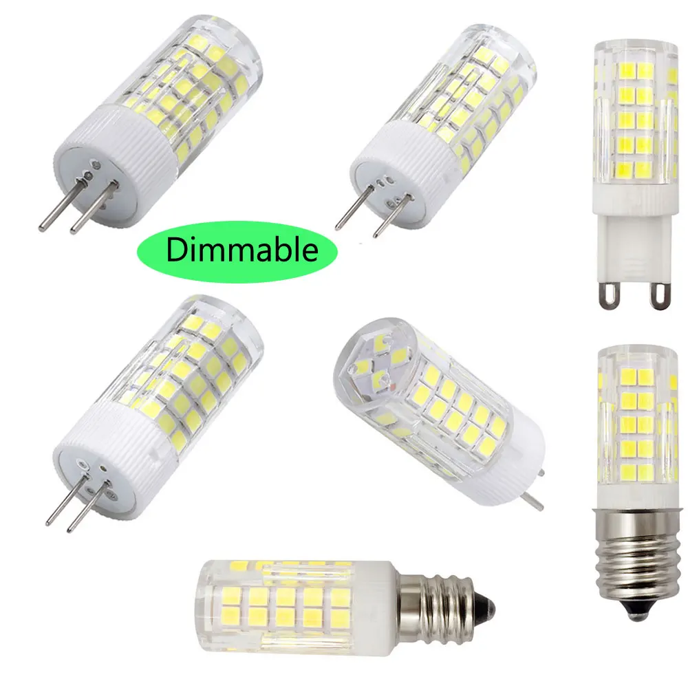 Luz dimmable do milho do diodo emissor de luz, lâmpada do halogênio, lâmpada da substituição, G4, G8, GY6.35, G9, E14, E17, E11, E12, BA15D, 2835SMD, 64LED, bulbo 7W, 110 V, 220V, 60W