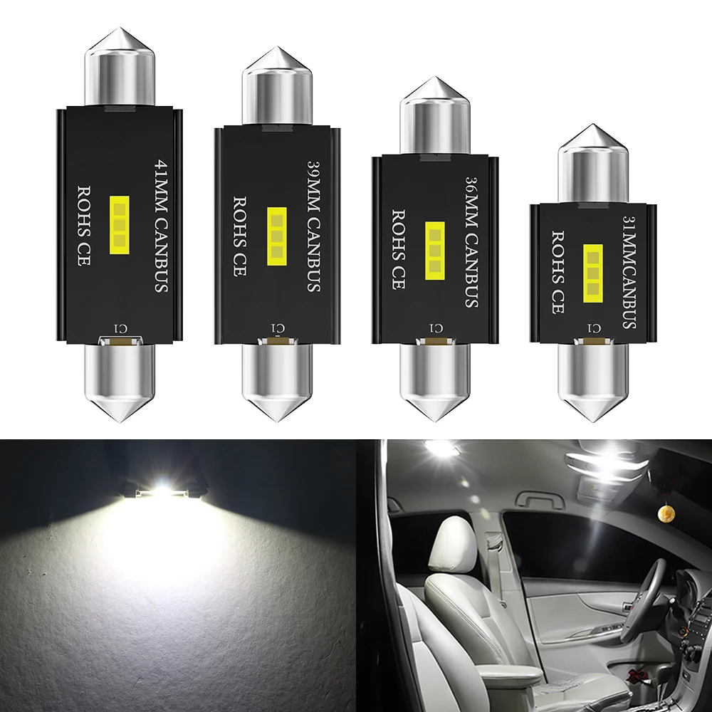 

Oprah 2pcs C5W LED CSP 1860 Signal Lamp Canbus Bulbs Festoon 31mm 36mm 39mm 41mm For Car Interior Reading Dome Light 6000K White