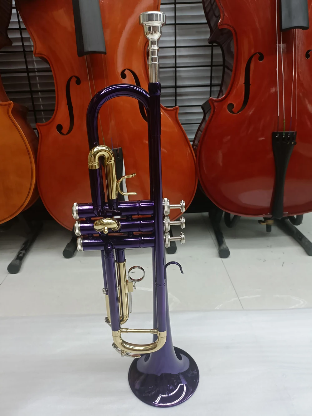 Purple Trumpet Bb Colorful Gold Key Brass Trumpet with Mouthpiece Gloves Strap Accessories