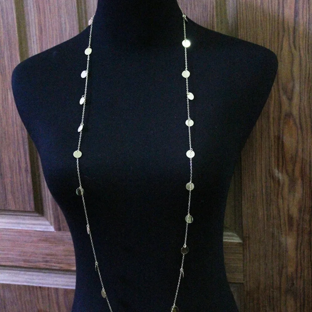 Statement necklace Long Bohemia Trendy Women Jewelry Statement Necklace Personality Sequins Pendant Maxi Collar Chain