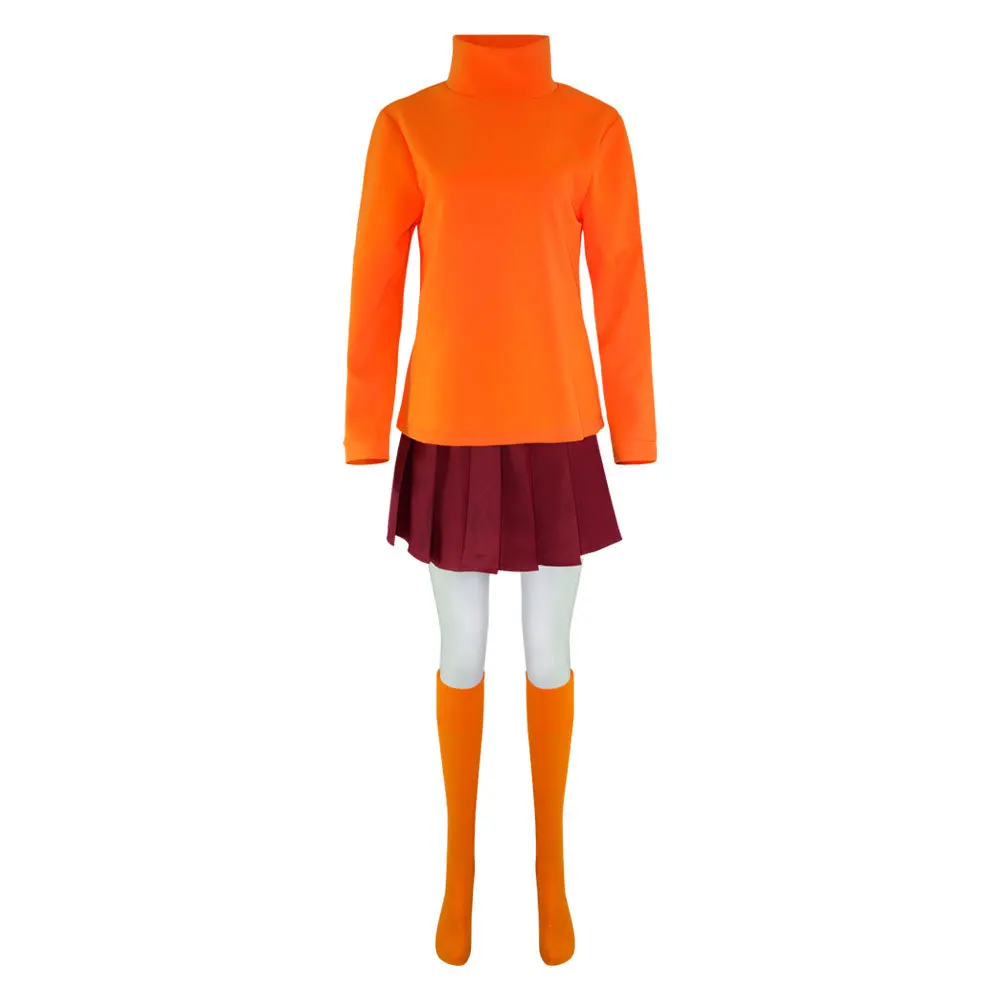 thumbnail image 1 of Disfraz de Anime Velma para cosplay, personaje de película, uniforme naranja, disfraz de Halloween para mujeres y niñas, disfraz de cosplay, trajes de juego de rol, 1 of 5