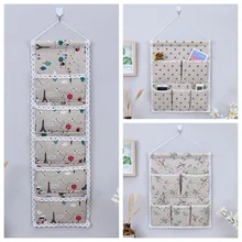 

Wall Closet Hanging Storage Bag, Waterproof Over The Door Closet Organizer, Linen Fabric Hanging Pouches for Bedroom Bathroom