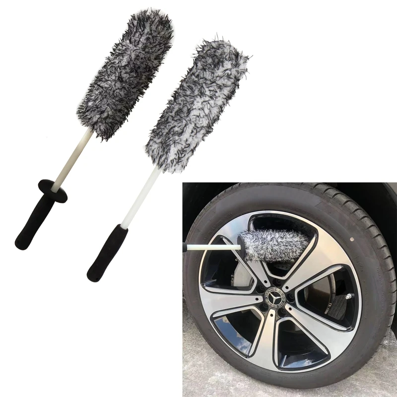 

Car Wash Super Brush Microfiber Premium Wheels Brush Non-Slip Handle Easy To Cleaning Rims Spokes Wheel Barrel Car Accessories