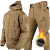 Winter Waterproof Tactical Jackets Sets Men Outdoor Soft Shell Hiking Hunting Jacket Suit Fleece Cargo Pant Tracksuits 1