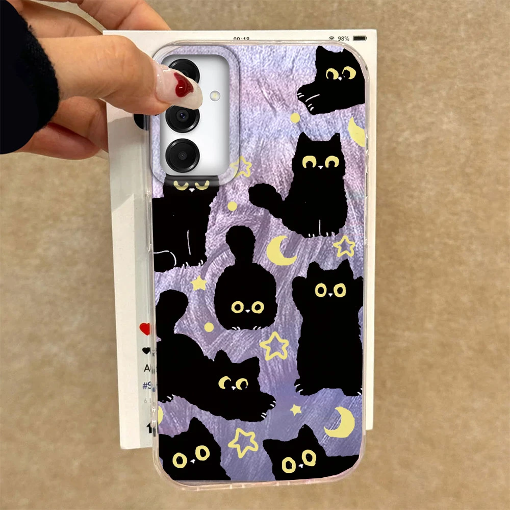 Charming Moonlit Black Cat Silicone Phone Case - Universal Fit