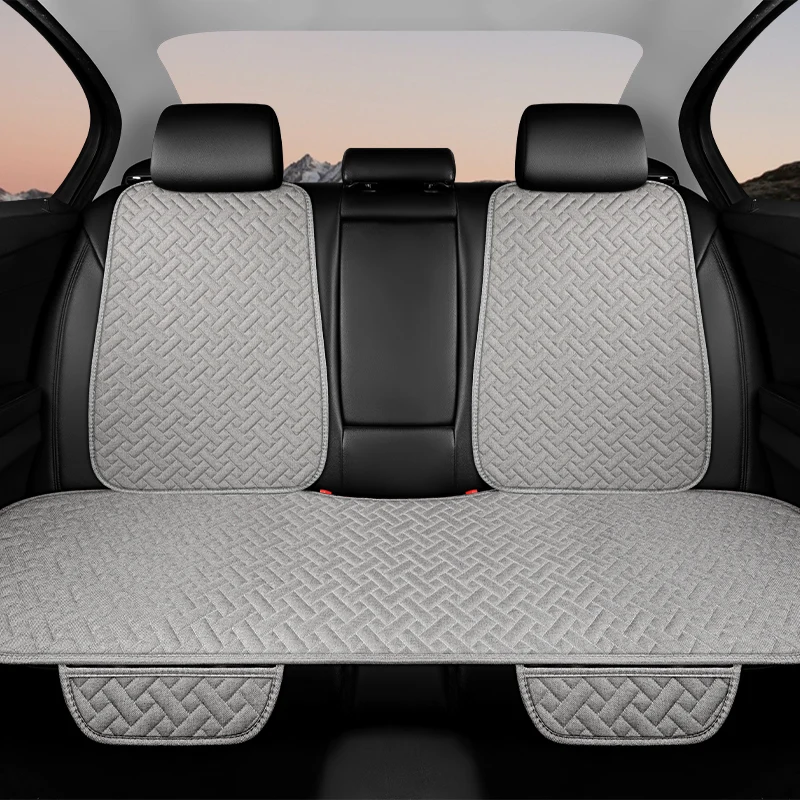 All-Season Universal Linen Car Seat Cushion - Breathable Driver's Seat Cover, Ergonomic Support, Set of 3
