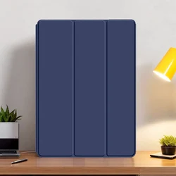 Magnetic Flip Smart Cover with Soft Silicone Shell for S10 FE 10.9 X520 (Navy Blue)