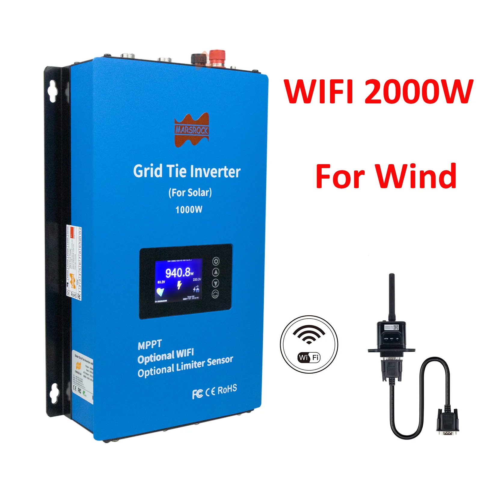 2000W Inverter Di Energia Eolica Grid Tie Mppt Microinverter Limitatore Sensore Di Corrente 24V/48V Ac Convertitore A Onda Sinusoidale Pura Wifi Opzio