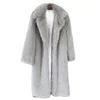 White Long Faux Fur Coat Women Autumn Winter Large Jacket Overcoat Turn Down Collar Pockets Thick Coat Warm Jackets Maxi Coats 5