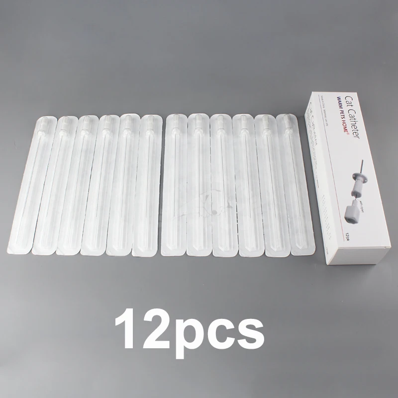 12PCS Cat Catheter With Stylet Side/End Open 1.0mm 1.3mm Cat Urinary Catheters Veterinary Consumables