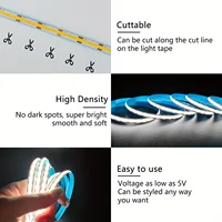 5V USB COB LED Light Strip Linear Touch Dimmable Flexible Diode Tape Home Christmas Lights TV Mirror Backlight Room Decoration - Image 3