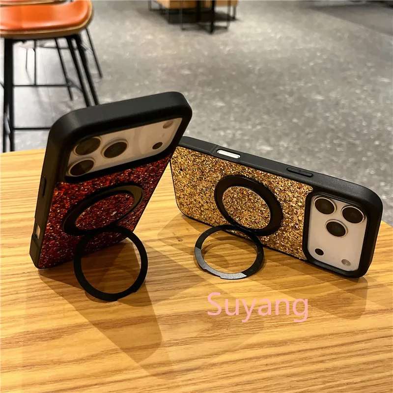 Bling Glitter Phone Case With Magnetic Holder And Kickstand_voghion.com