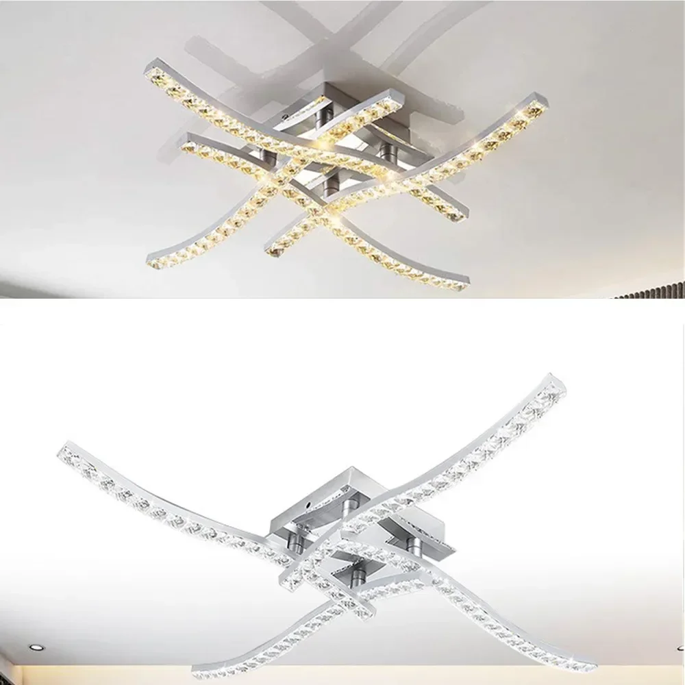 LED 천장 조명 AC85-265V 모던 커브 디자인 샹들리에 램프, 화이트 따뜻한 3 색, 원격 바 거실, 2/3/4 조명