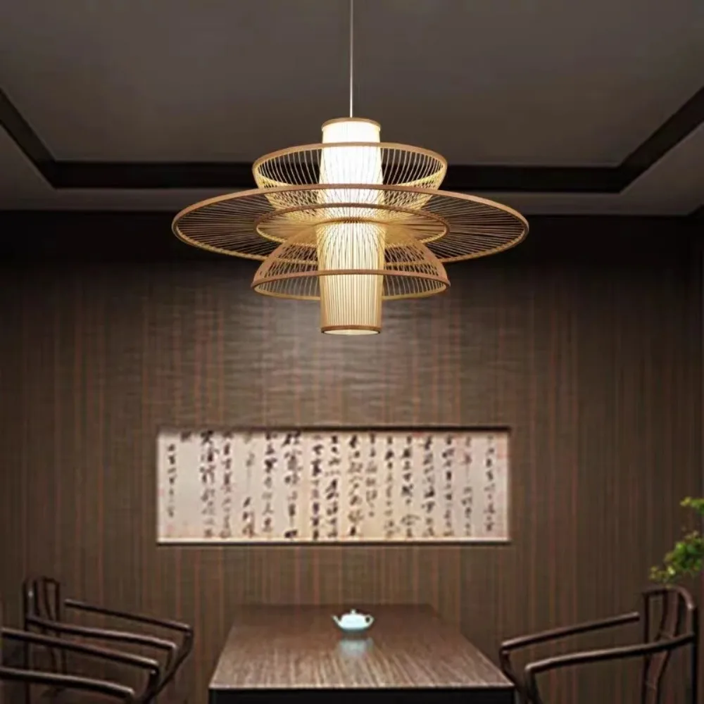 Bamboo Pastoral Rattan pendant lamp Wooden Restaurant Lighting Chinese Style Bamboo Decorative pendant lights