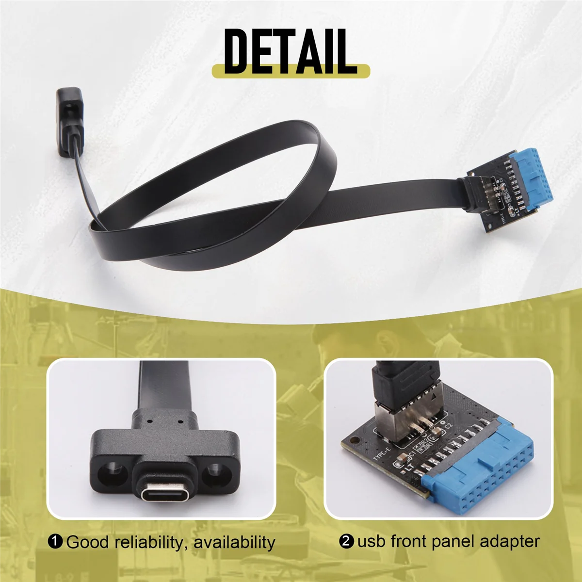 T28C USB 3.1 유형 C 전면 패널 헤더 연장 케이블 50cm, USB 3.1 유형 E - USB 3.1 유형 C 케이블, Gen 2 10Gbps 케이블