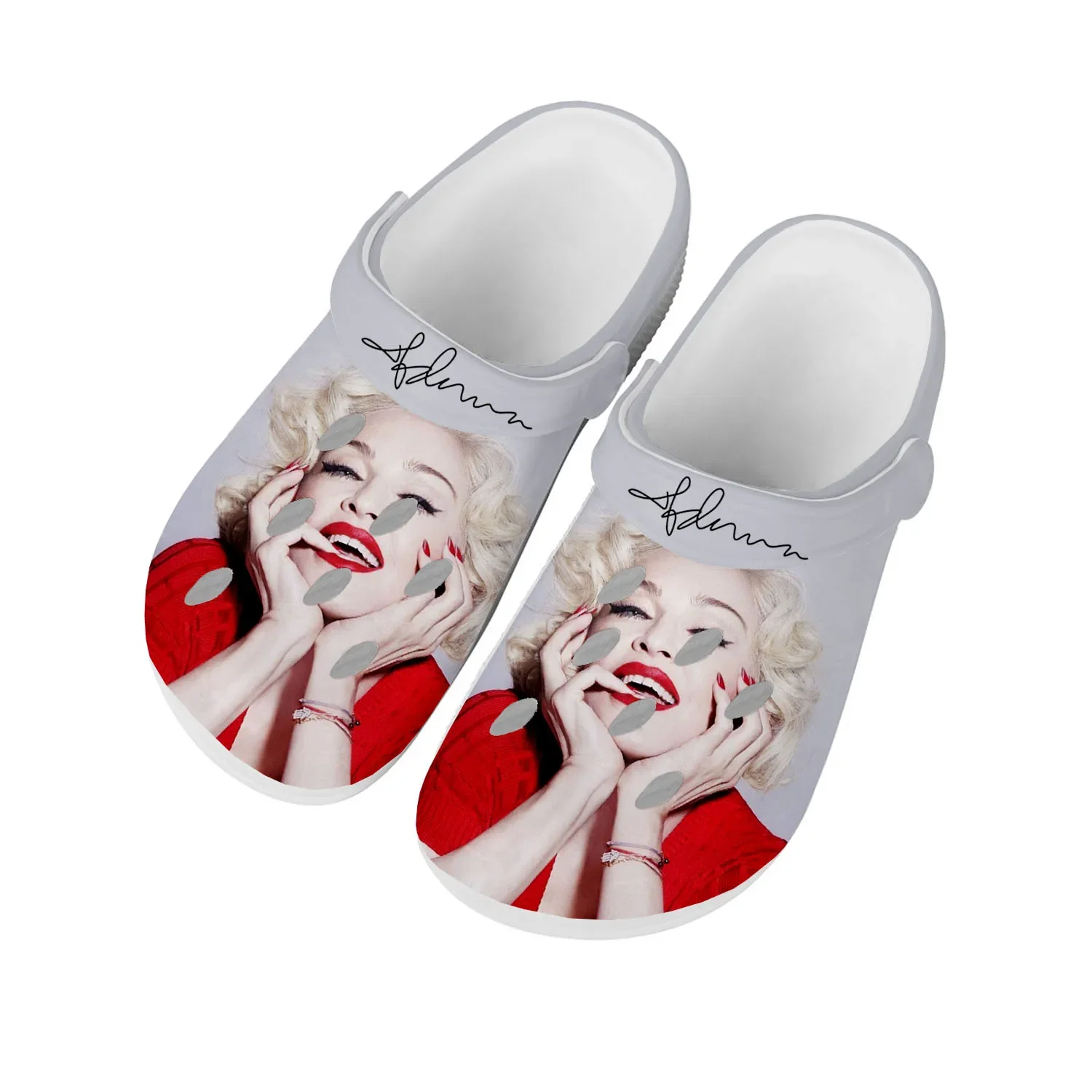 

Madonna pop rock singer disco Home Clogs Custom Water Shoes Mens Womens Teenager Shoes Clog Breathable Beach Hole Slippers White