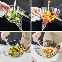 Multifunctional Drain Basket Drain Bowl Household Sink Vegetable Basin Kitchen Washing Fruit Plate Plastic 2