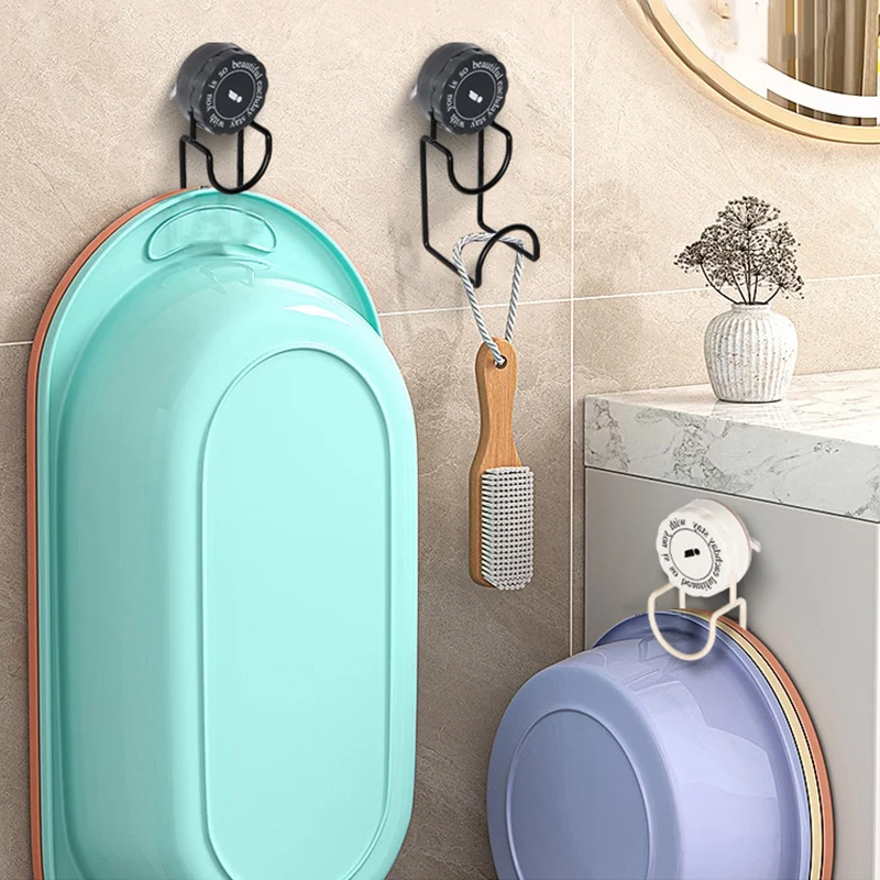 Suction Cup Hook Bathroom Wall Mounted Storage Rack Bathtub Basin Hook Hanger Home Kitchen Bathroom Wall Hooks