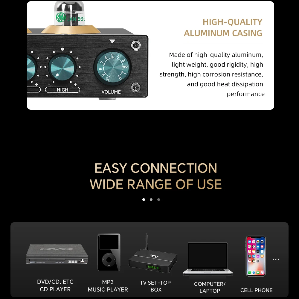HiFi Audio Preamplifier Vacuum Tube Amplifier For Natural Sound Buffer Treble Bass Adjustment Preamp Amplifier