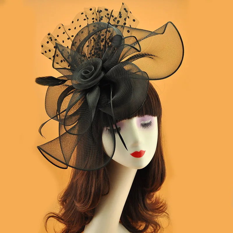 

Black Gauze Tiara Flower Party Hairpin Dress Hair Accessories Korea Japan Black White