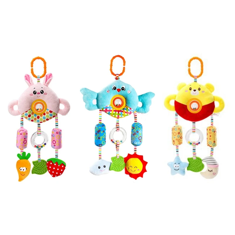 

4XBD Infant Puzzle Toy Bed/Stroller Rattle Hanging Accessories Suitable for Newborn Babies Infant with Teether Supplies