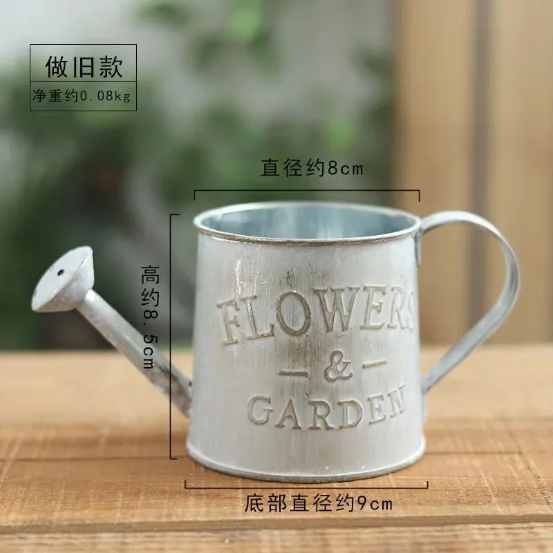 Creative Flower Vase Can Rustic Iron Metal Jug Pitcher Tin Bucket Watering Can Shape Portable Pot for Home Wedding Party Decor 5