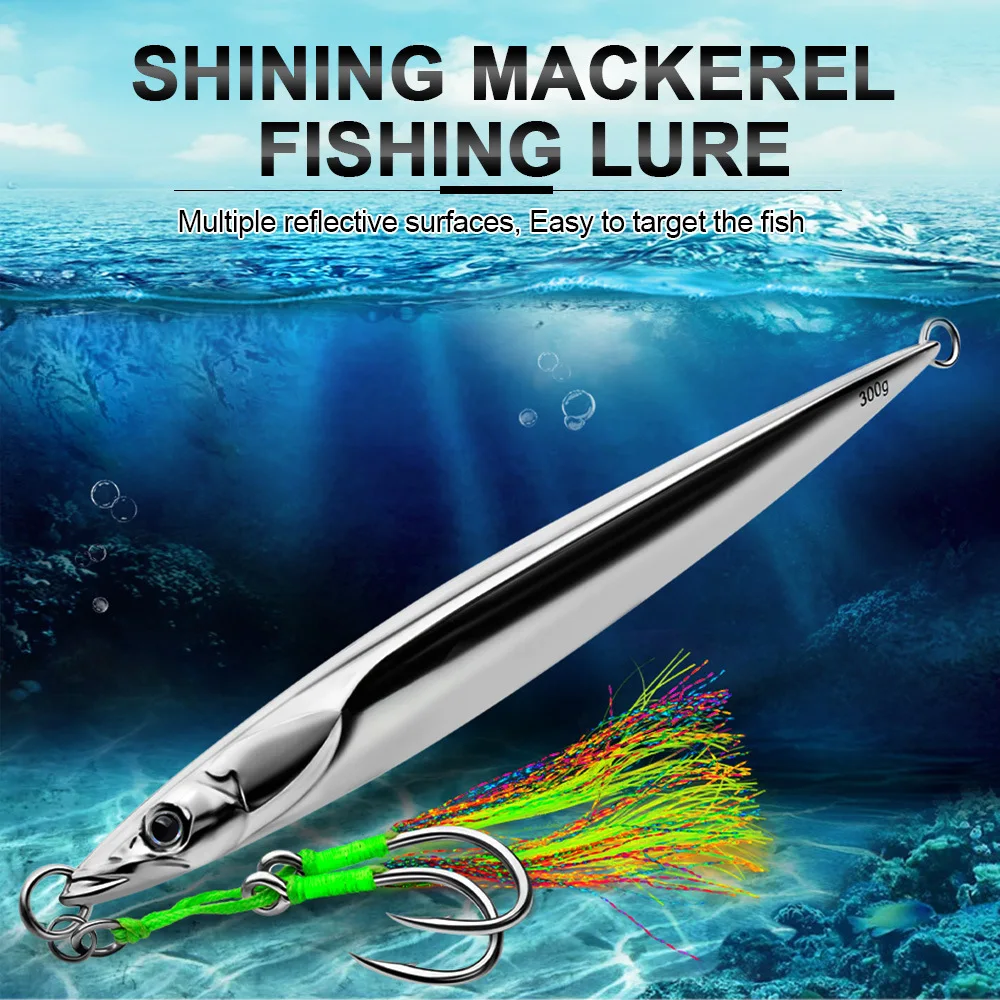 LHFSH 180g-300g Metall-Jigköder Angelköder Hochkarbon-Stahlhaken Glänzende Salzwasser-Löffelköder für Barsch- und Forellenangeln – Detail 8
