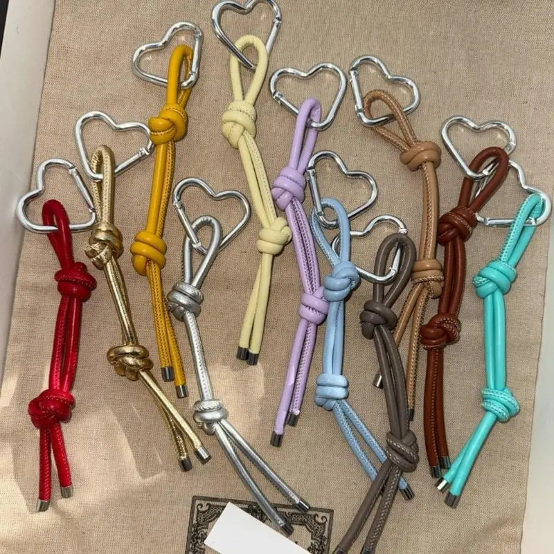 A52E Elegante Liebe Thema PU Leder Schlüssel Ring Metall Herz Charme Schlüsselbund Hängen Ornament Tragen Beständig Täglichen – Detail 7