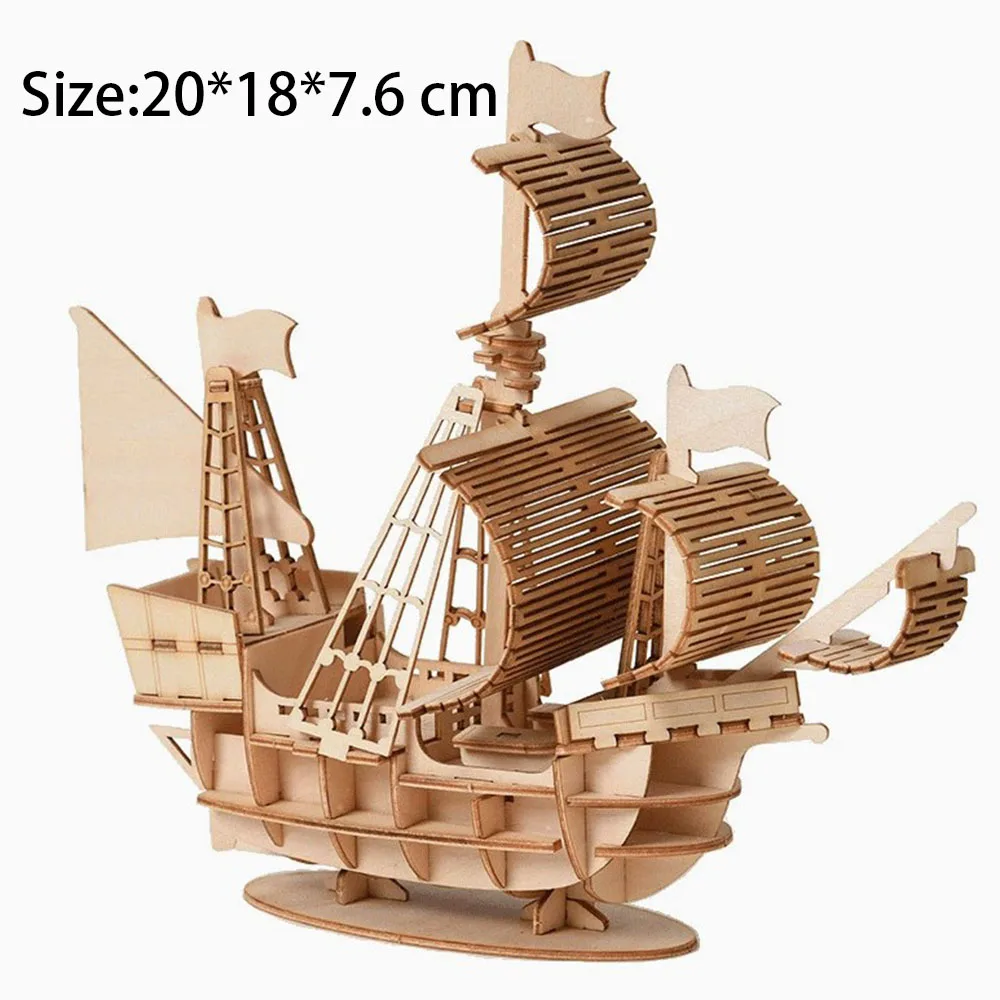 3D Wooden Sailboat Puzzle DIY Craft Kit for Home Decoration and Gifts