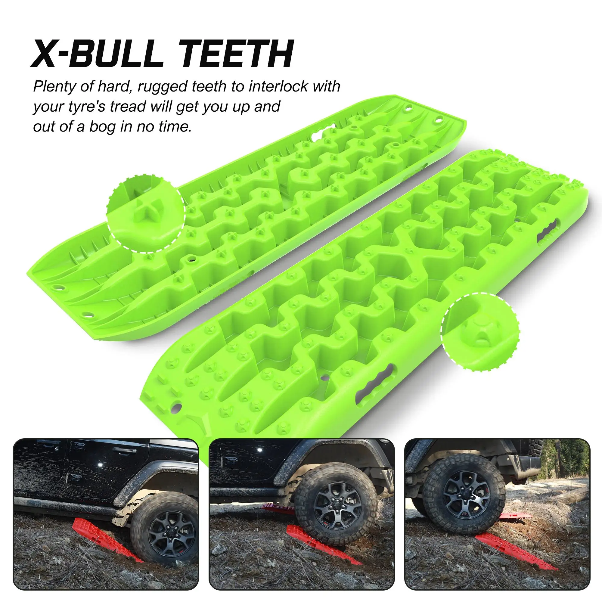 X-BULL Recovery tracks kit Boards Sand Mud Trucks 6pcs strap mounting for X4 Sand Snow Car green GEN3.0