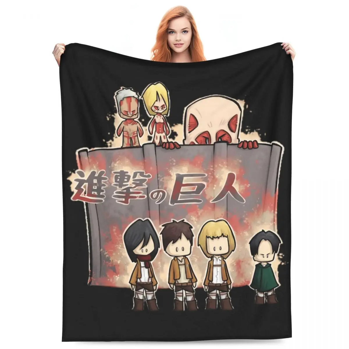 

Attack On Titan Anime Blanket Flannel Decoration Q Version Character Relax Super Soft Throw Blanket for Bedding Car Bedspreads