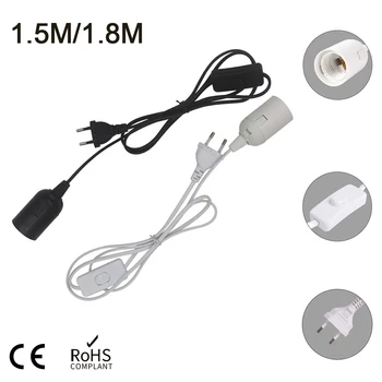 스위치 와이어가 있는 전원 코드 케이블, 펜던트 LED 전구 고정장치, 행글램프 서스펜션 소켓, 1.8m, E26, E27 램프 베이스 거치대