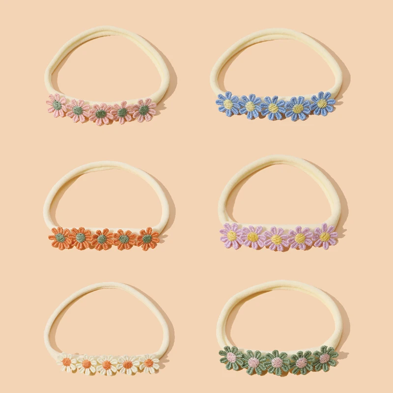 아기 머리띠 데이지 꽃 머리띠, 여아용 탄성 머리띠, 나일론 헤어 액세서리, 신생아 머리띠, 유아 인스타 사진 소품