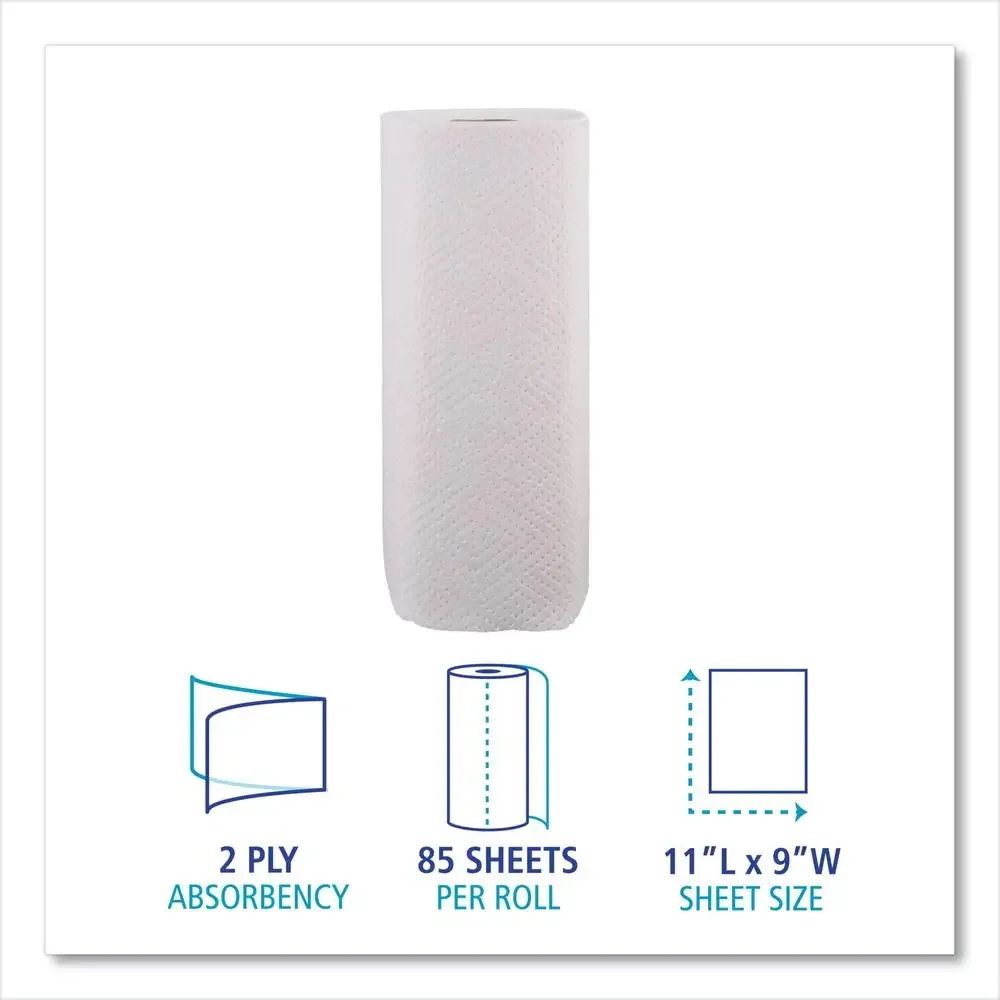 Kitchen Roll Towel 30 Rolls 2-ply 85 Sheets White General Cleaning Bathroom Office Industrial Settings Embossed Paper Towel