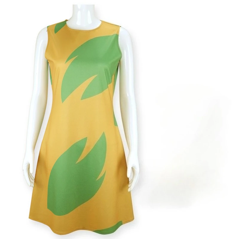 Lilo Dress Women Girl Red Dress with Leaf Printed Summer Beach Hawaiian Clothing Halloween Carnival Pelekai Costumes for Adult