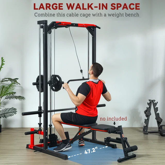 Soozier Smith Machine, Multi-Function Power Cage with Lat Pull down System 5