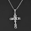 Dropshipping Stainless Steel Amazing Grace Cross Necklace Religion Jesus Fashion Pendants For Women Men Best Friend Gift Jewelry 1