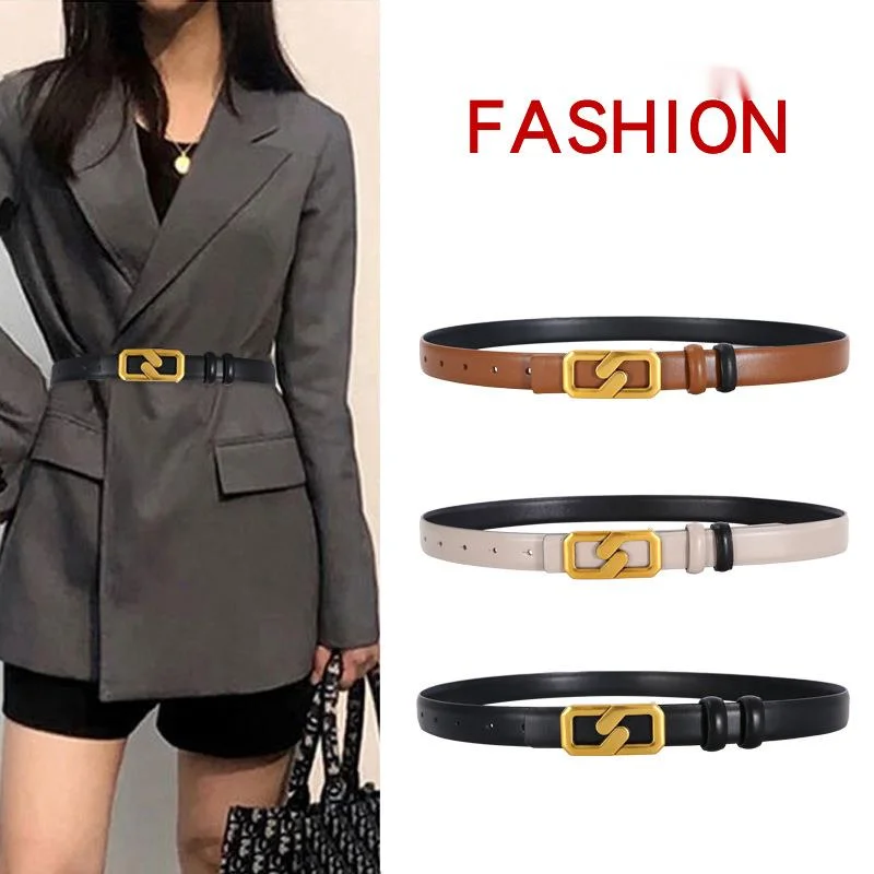 Nový opasek Ins Style Dámský kožený opasek Oboustranný použitelný hovězí kožený opasek Lehký luxusní kožený opasek Niche pro ženy_voghion.com